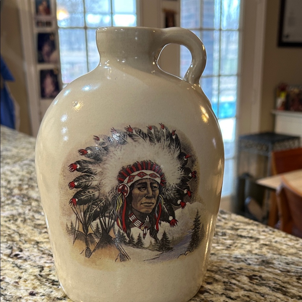 Marshall Pottery Ceramic Jug with Native American Chef Design